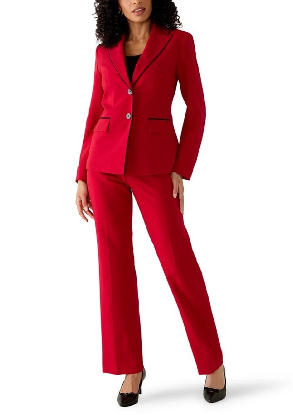 Le Suit Two Button Jacket Contrast Piping